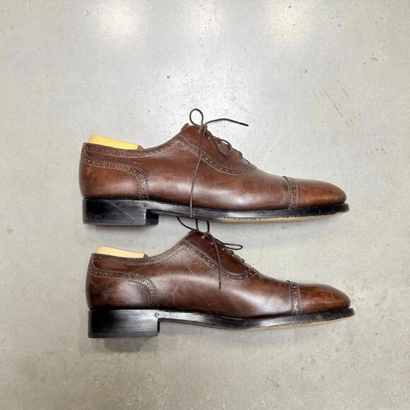 Kiton Men’s Oxford Dress Shoes US 11.5 12 Antique Dark Brown Museum Patina